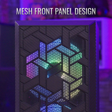 Case Gaming AeroCool Hive | Media Torre | ATX | Panel Lateral de Vidrio Templado | 1 Ventilador RGB | Negro