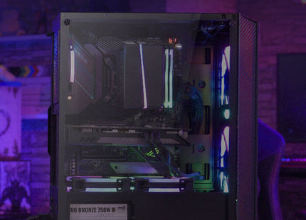 Case Gaming AeroCool Hive | Media Torre | ATX | Panel Lateral de Vidrio Templado | 1 Ventilador RGB | Negro