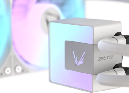 Formula V Line Ice Jet Glow 360 blanco - primer plano del bloque de bomba con logotipo