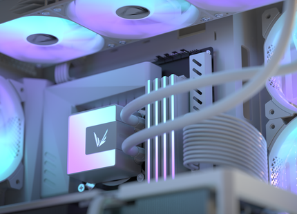 Formula V Line Ice Jet Glow 360 blanco - instalado dentro de un gabinete PC