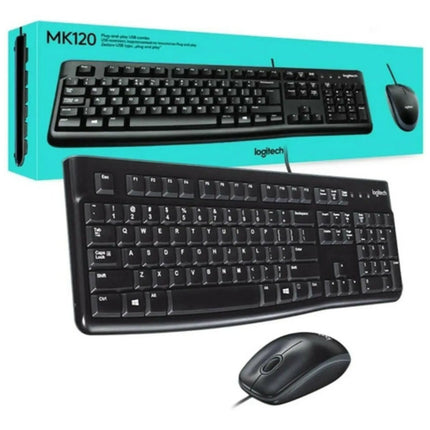 Teclado y Mouse Logitech MK120 | Español | Cableado | Diseño Compacto