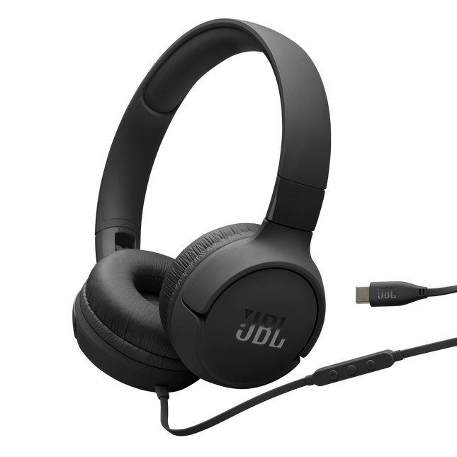 Auriculares JBL Tune 520C plegados mostrando diseño compacto portátil