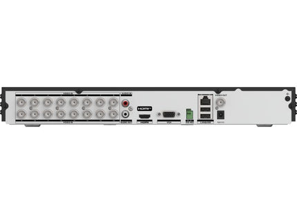 DVR Hikvision videovigilancia vista de tres cuartos mostrando diseño completo del equipo