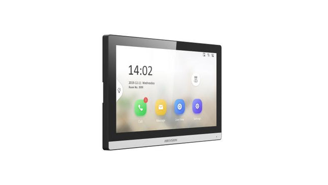 HIKVISION DS-KH6350-WTE1 pantalla interior IP vista lateral derecha 45 grados