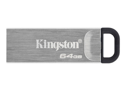 Kingston memoria USB Kyson metálica 64GB vista frontal con logo