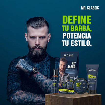 Kit Barba Mr. Classic Placent Life | Para limpiar hidratar y estilizar la barba con estilo profesional