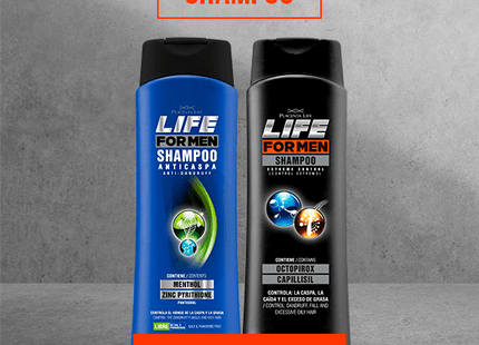 Shampoo Life for Men Extreme Control Placent Life | 400ml | Limpieza profunda y control de grasa | Ideal para cuero cabelludo graso