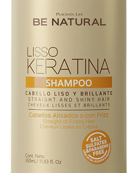 Shampoo Liso Keratina Placent Life | 350ml | Control de frizz y suavidad para cabello alisado