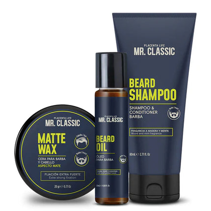 Kit Barba Mr. Classic Placent Life | Para limpiar hidratar y estilizar la barba con estilo profesional
