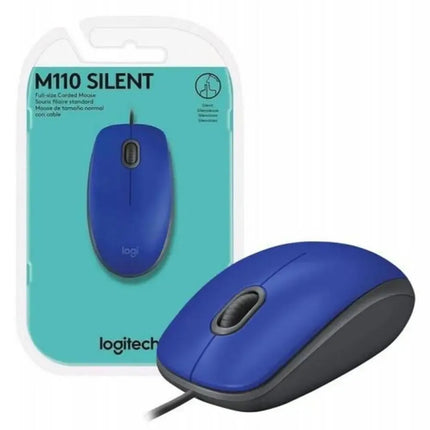 Mouse Logitech M110 Silent | Alámbrico | Diseño Ambidiestro | USB