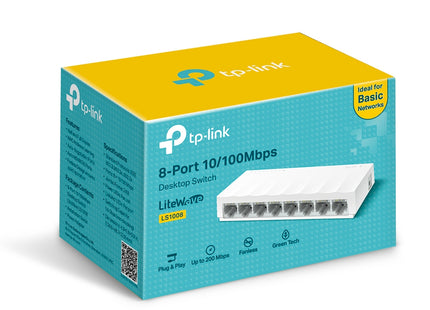 Switch TP-Link LS1008 embalaje original y accesorios incluidos