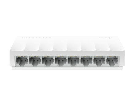 Switch TP-Link LS1008 vista frontal con 8 puertos Ethernet