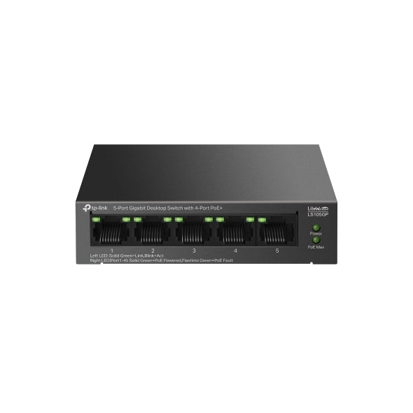 TP-Link Switch Gigabit 5 Puertos con 4 PoE+ 65W, LS105GP