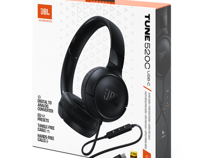 JBL Tune 520C vista lateral derecha con almohadillas acolchadas on-ear