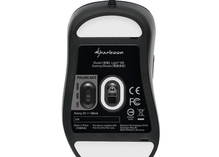 Mouse Gaming RGB Sharkoon Light2 100 vista diagonal mostrando iluminación RGB