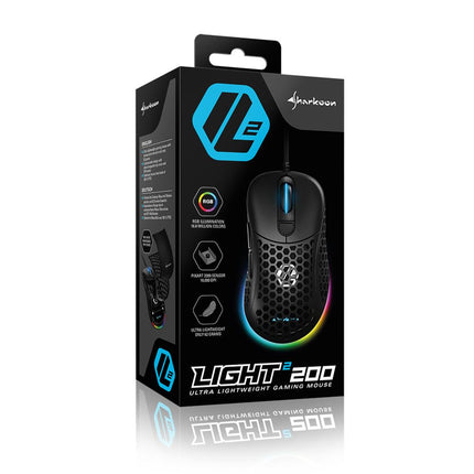 Mouse Gaming Sharkoon Light² 200 | RGB | Alámbrico | Sensor 16.000 DPI | Ultra ligero 62g | 6 Botones programables