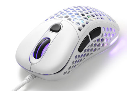 Detalle sensor óptico PixArt 3389 16000 DPI mouse Sharkoon gaming