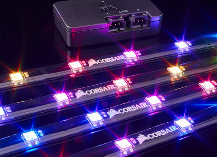 Luces LED Corsair RGB Lighting | Tiras LED con Control Individual | Compatible con iCUE | Incluye Controlador Lighting Node Pro
