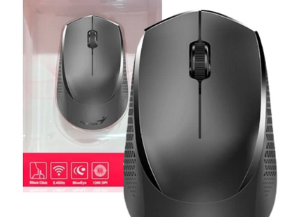 Mouse Genius NX-8000S en uso sobre mousepad mostrando ergonomía
