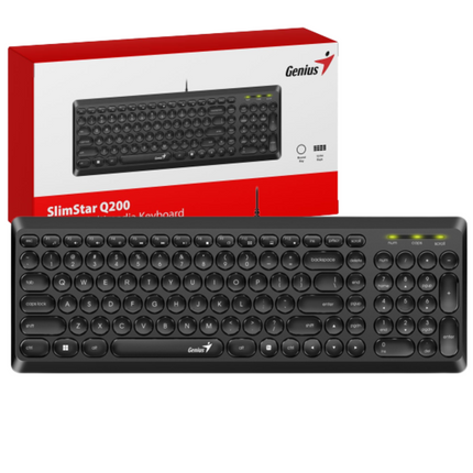 Teclado Genius SlimStar Q200 | Membrana | Alámbrico USB | Español | Color Negro