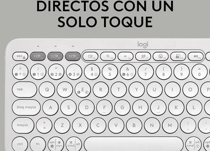 Vista trasera del teclado Logitech K380S mostrando compartimento de baterías