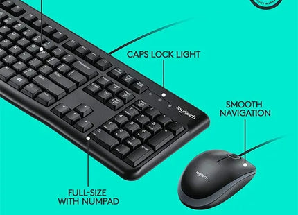 Combo Logitech MK120 teclado y mouse conectores USB vista lateral