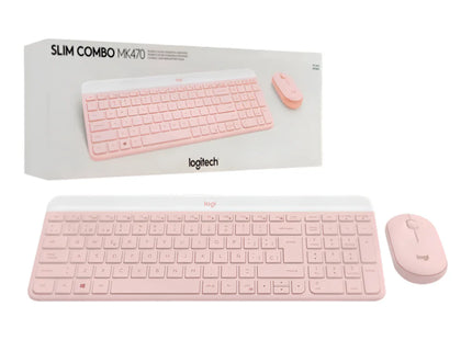 Mouse inalámbrico Logitech MK470 Rose ergonómico vista superior