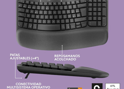 Detalle de las teclas ABS del Logitech Wave Keys con acabado profesional para oficina