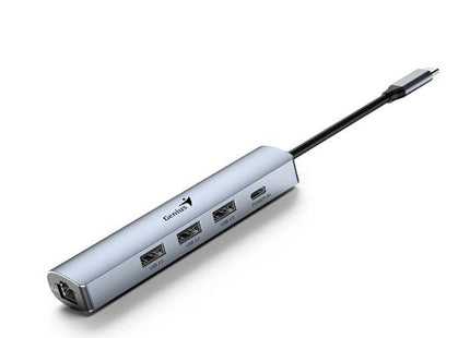 Hub Genius RS2 UH-545 | 4 Puertos USB 2.0 | Alámbrico | Color Gris | Diseño compacto y portátil