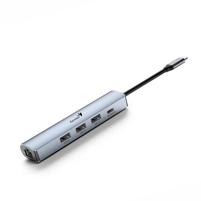 Hub Genius RS2 UH-545 | 4 Puertos USB 2.0 | Alámbrico | Color Gris | Diseño compacto y portátil