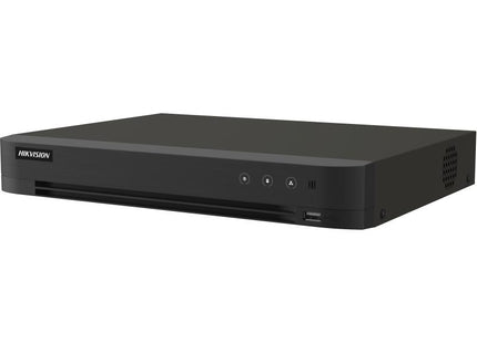Interfaz de usuario DVR Hikvision en pantalla con menú de configuración