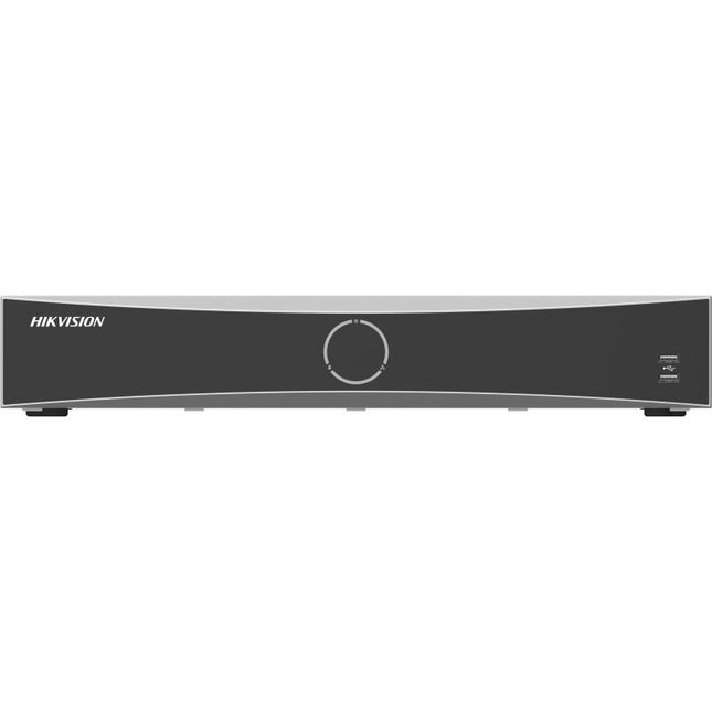 NVR Hikvision DS-7732NXI-K4 vista frontal con panel de control y conectores