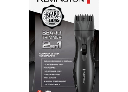 Recortador de Barba Remington Beard Boss MB320 (BV) F | Cuchillas de Cerámica | 9 Longitudes | Uso con o sin Cable | Ventana Easy View