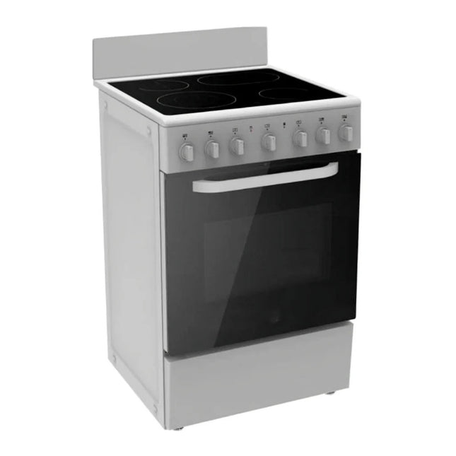 Midea MES24FS2BADBG Cocina Eléctrica Vitrocerámica 24 pul; 4 Quemadores con Horno de 52 Litros