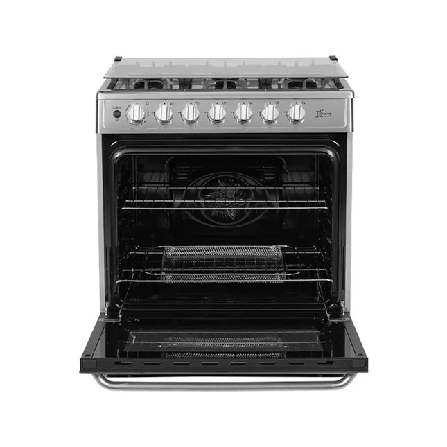 Cocina a Gas Midea Xtreme Chef-Air MGS30FS1LEAMSS | 30" | 6 quemadores | AirFryer | Parrillas de hierro fundido