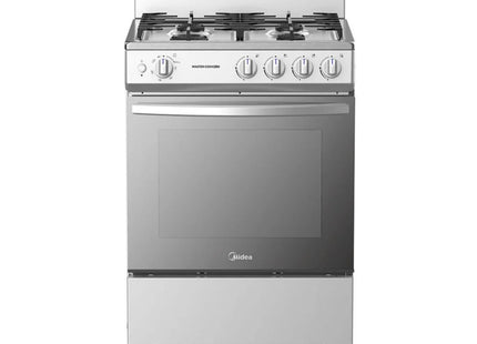 Midea MGS24FS1BIABG Cocina a Gas 24"; 4 Quemadores con Parrillas de Hierro Fundido y Horno de 70 Litros