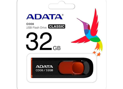 Memoria USB ADATA C008 | 32GB | USB 2.0 | Negro + Rojo | AC008-32G-RKMemoria USB ADATA C008 | 32GB | USB 2.0 | Negro + Rojo | AC008-32G-RKD