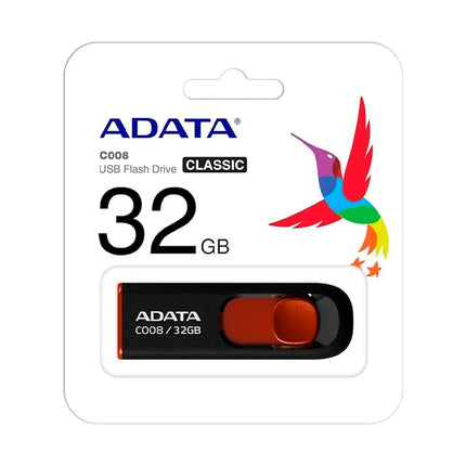 Memoria USB ADATA C008 | 32GB | USB 2.0 | Negro + Rojo | AC008-32G-RKMemoria USB ADATA C008 | 32GB | USB 2.0 | Negro + Rojo | AC008-32G-RKD