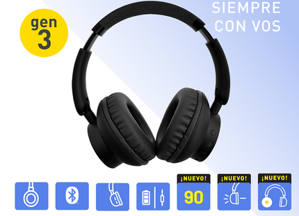 HEADSET THONET & VANDER DAUER GEN 3 INALÁMBRICO (BLUETOOTH/AUX) HK096-03615-3 NEGRO