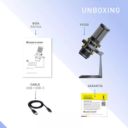 Micrófono RGB Thonet & Vander VX320 | Alámbrico USB | Sonido Profesional | Iluminación Personalizable