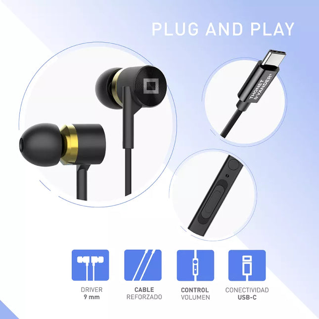 Audífono In-Ear Thonet & Vander KLEIN™ G2 | Conexión USB-C | Micrófono Incorporado