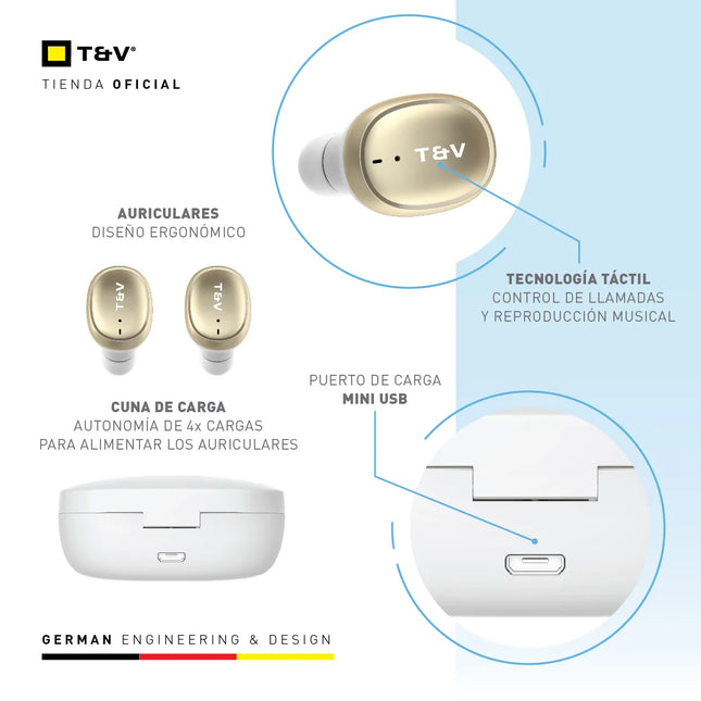 Audífono Inalámbricos Thonet & Vander BOHNE™ | Bluetooth 5.0 | TWS | Micrófono Integrado