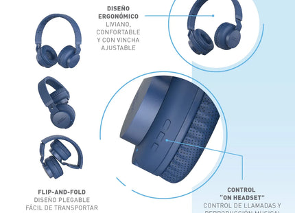 Headset Thonet & Vander Dauer HK096-03655 azul vista lateral mostrando controles