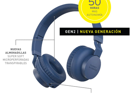 Audífonos inalámbricos Thonet & Vander Dauer azules vista superior con ajuste de tamaño