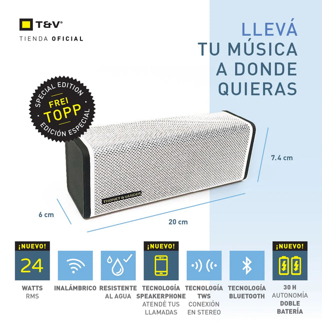 Parlante Thonet & Vander Frei Topp | Bluetooth | Sonido Estéreo | Alta Potencia