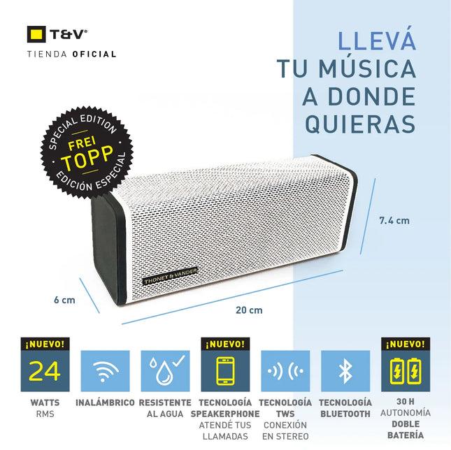 Parlante Thonet & Vander Frei Topp | Bluetooth | Sonido Estéreo | Alta Potencia