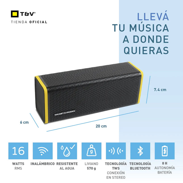 Parlante Thonet & Vander Frei TWS | Bluetooth | Sonido Estéreo | Portátil