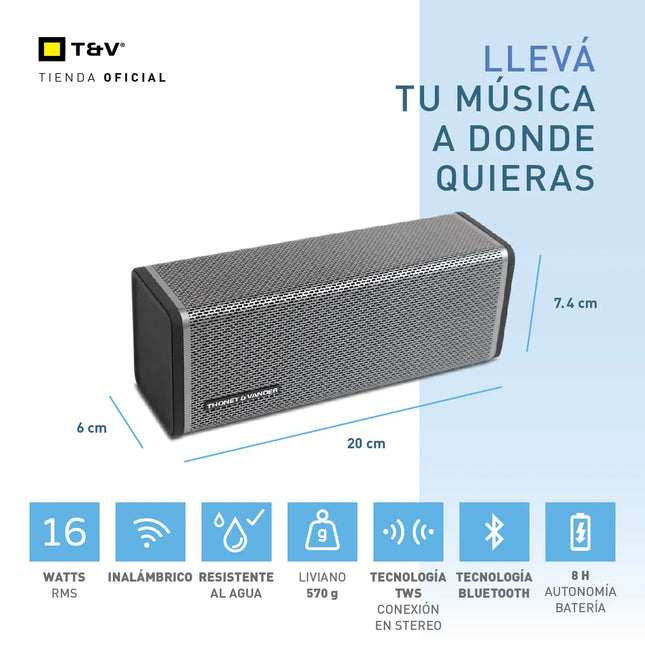 Parlante Thonet & Vander Frei TWS | Bluetooth | Sonido Estéreo | Portátil