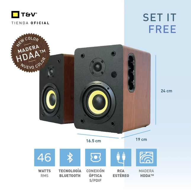Sistema de Altavoces 2.0 Thonet & Vander VERTRAG BT HOME CINEMA™ | 46W RMS | Bluetooth 4.1 | Entrada Óptica y RCA
