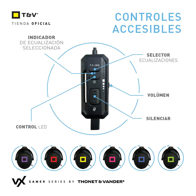 Headset Thonet & Vander Gaming VX700 | Alámbrico | USB | Micrófono Retráctil